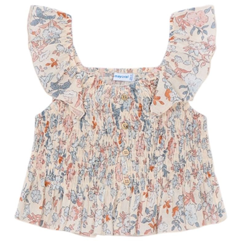 Oranje geprinte bambula top 3028 - Capuchon Fashion