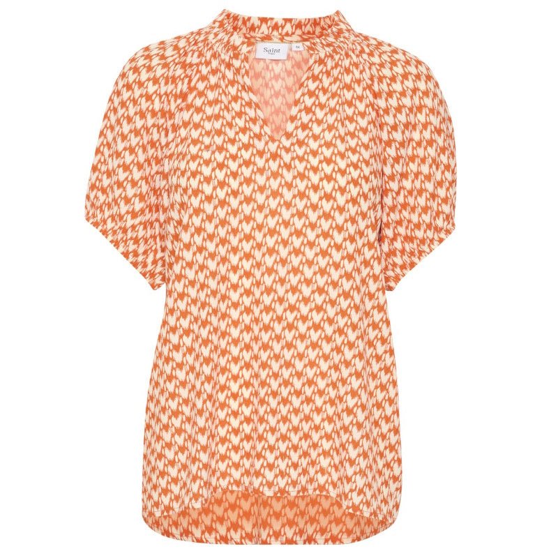 Oranje geprinte blouse Tessa - Capuchon Fashion