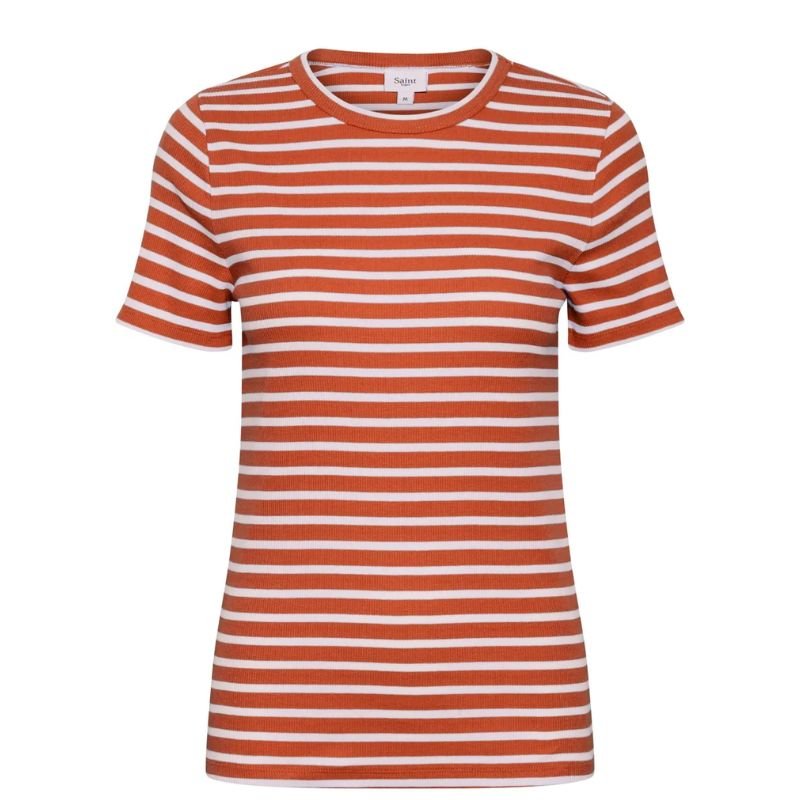 Oranje gestreept t-shirt Aster - Capuchon Fashion