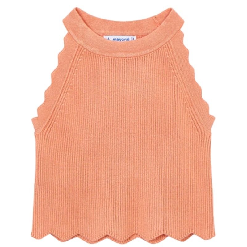 Oranje mouwloze knitted top 3027 - Capuchon Fashion