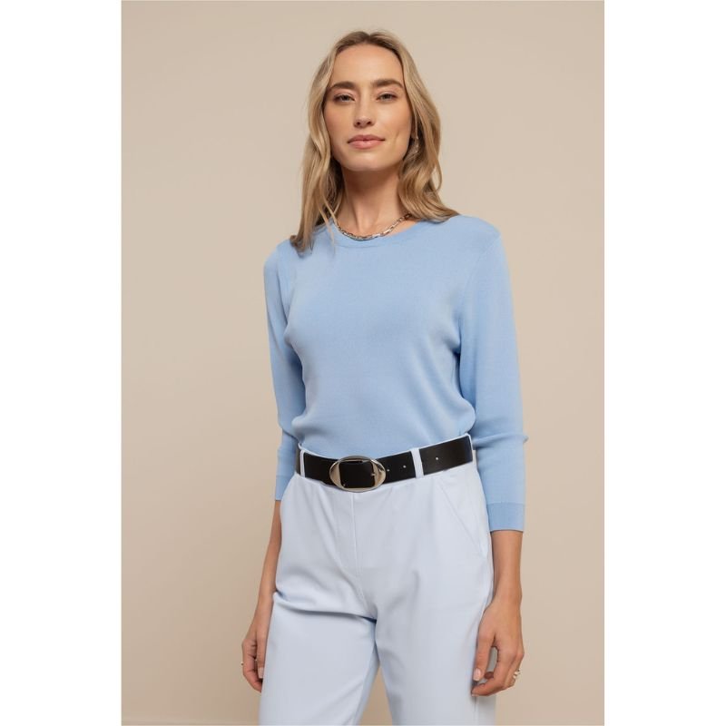 Pastel Blue pullover Luna 3/4 slv - Capuchon Fashion