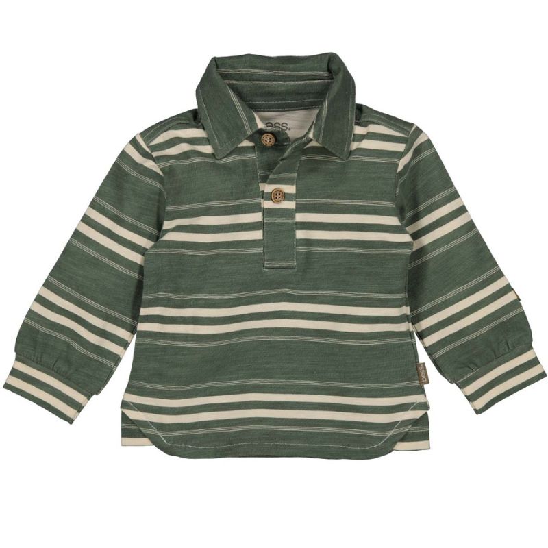 Donkergroen geprinte polo Striped
