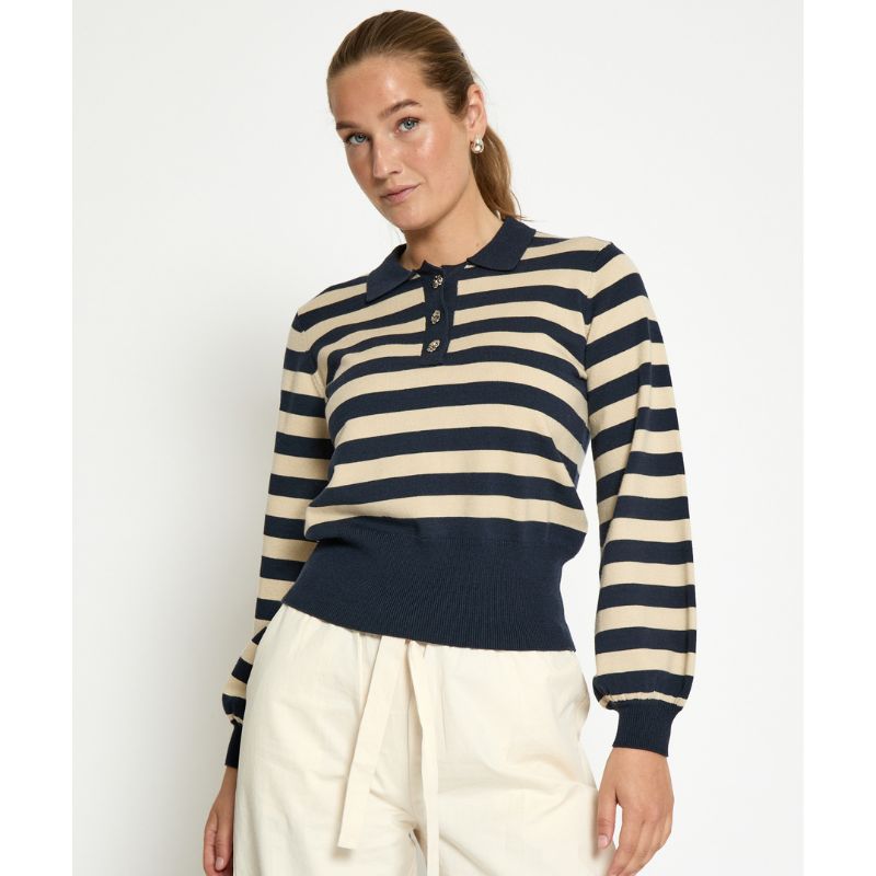 Blauw gestreepte knit pullover Aliana