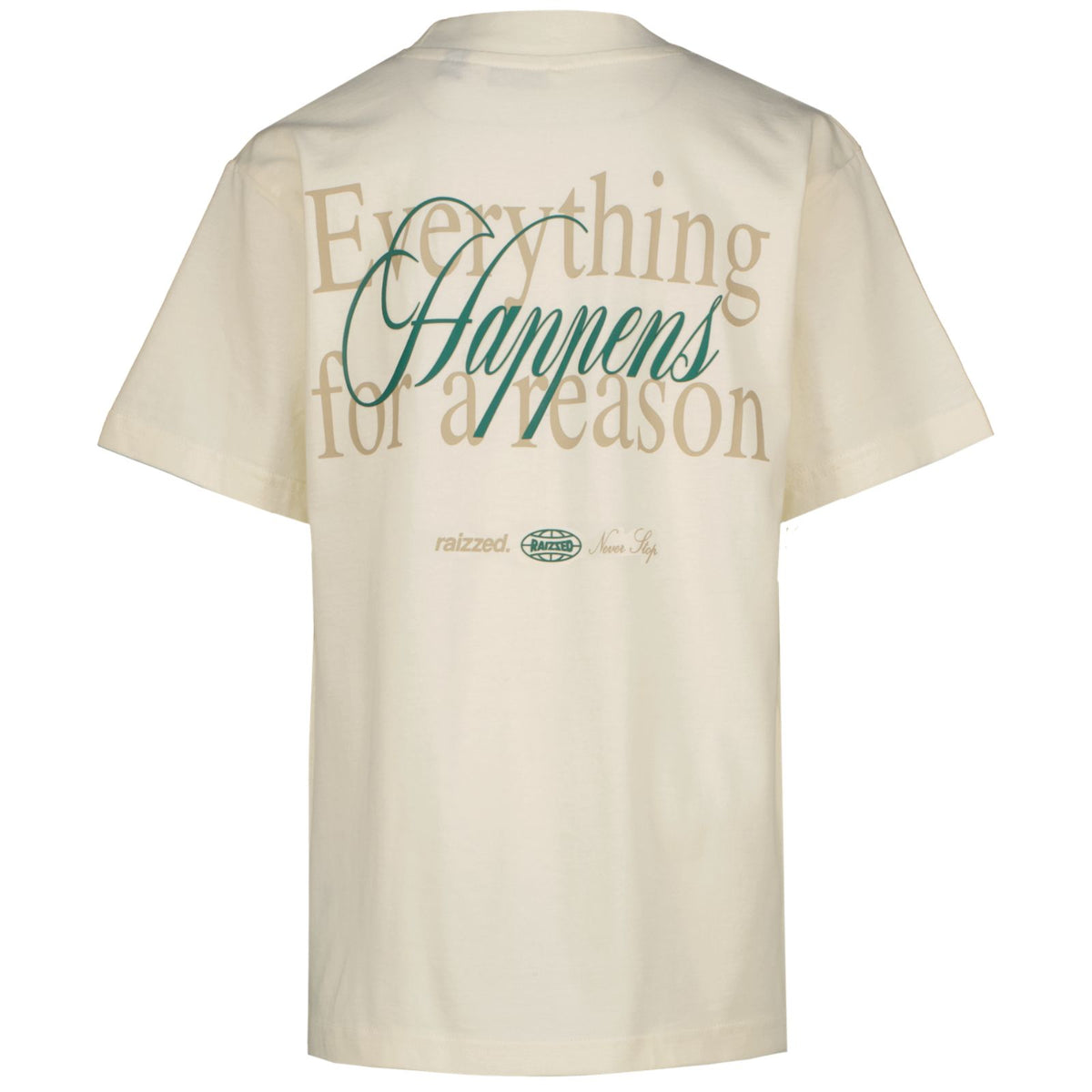 Almond white backprint t-shirt Happens
