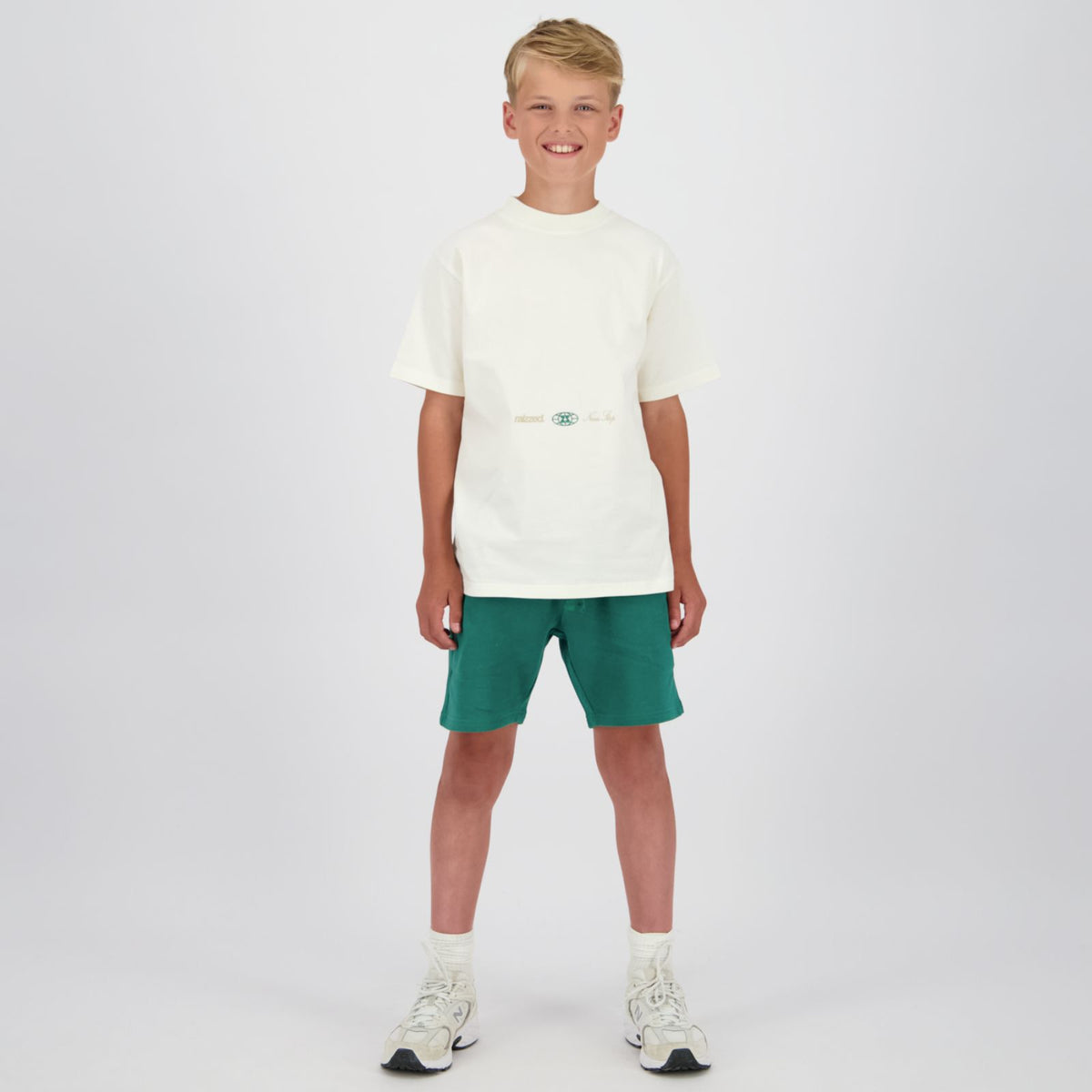 Almond white backprint t-shirt Happens