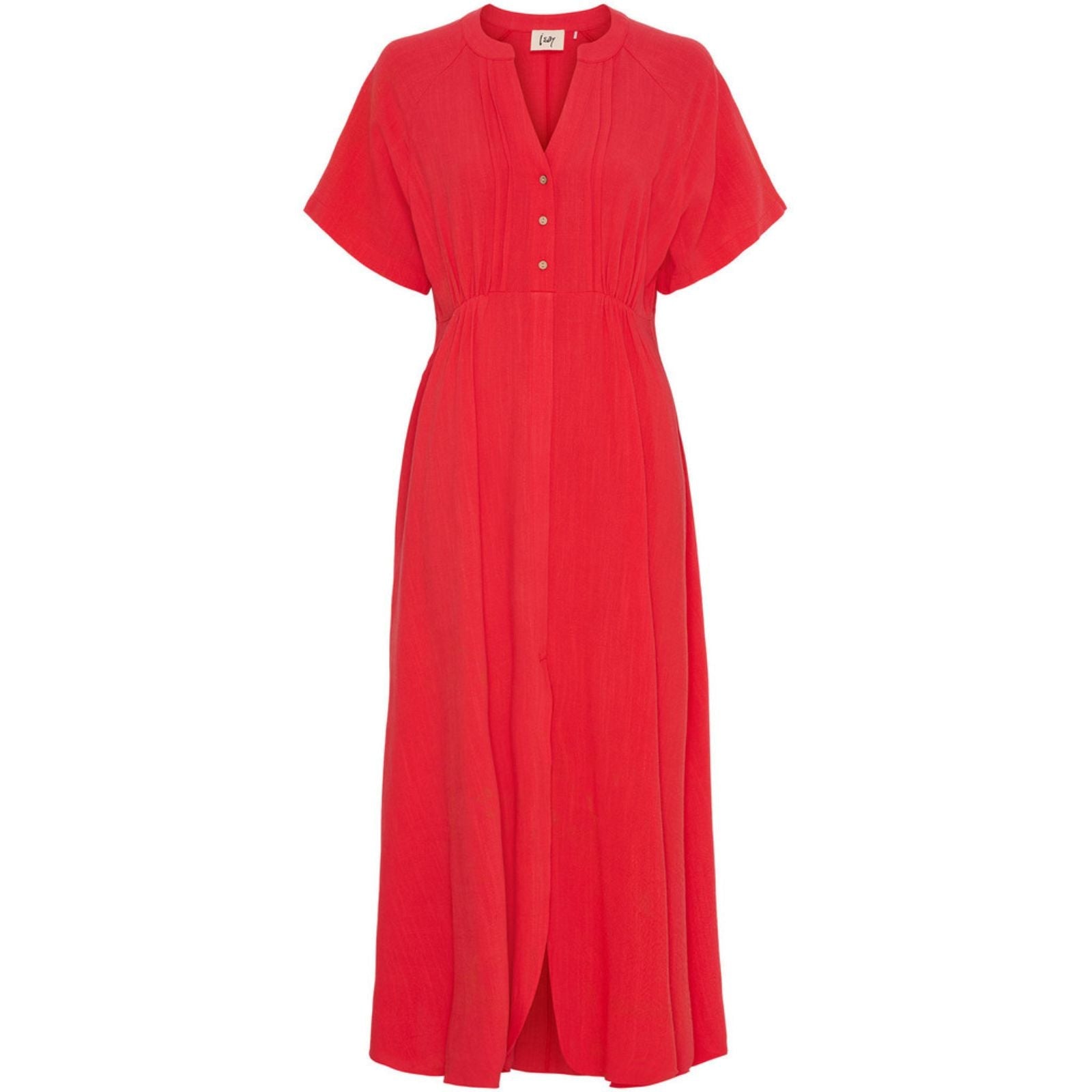 Raspberry linnen viscose jurk Pearl - Capuchon Fashion