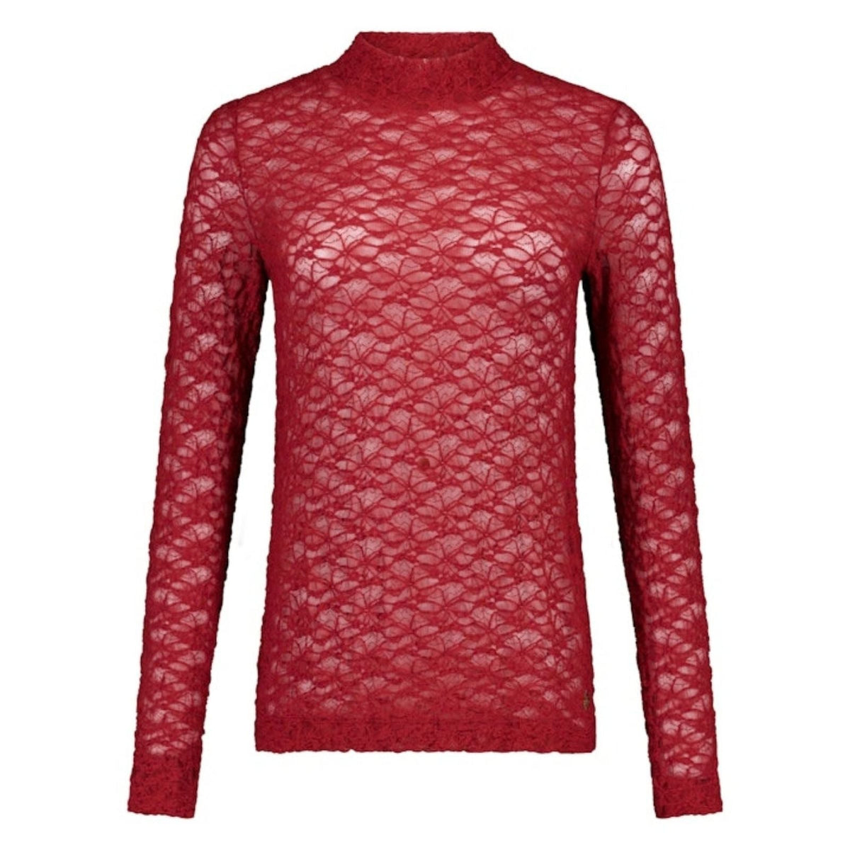 Red Wine kanten col top Reagan Lace - Capuchon Fashion