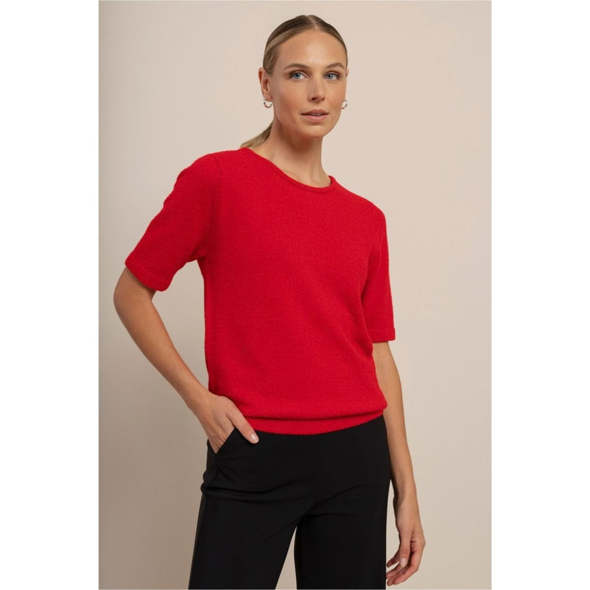 Rich Red korte mouw pullover Felica - Capuchon Fashion