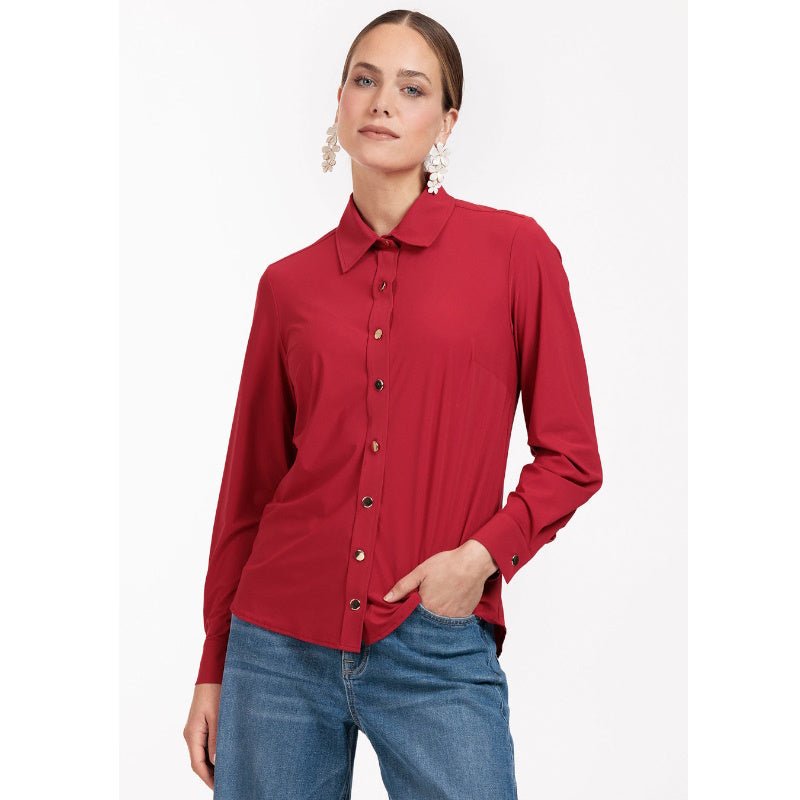 Rode blouse Bobby gold button - Capuchon Fashion