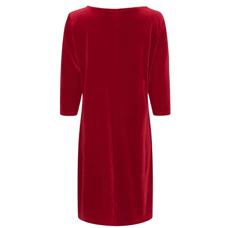 Rode velvet driekwartmouw jurk Ewy - Capuchon Fashion