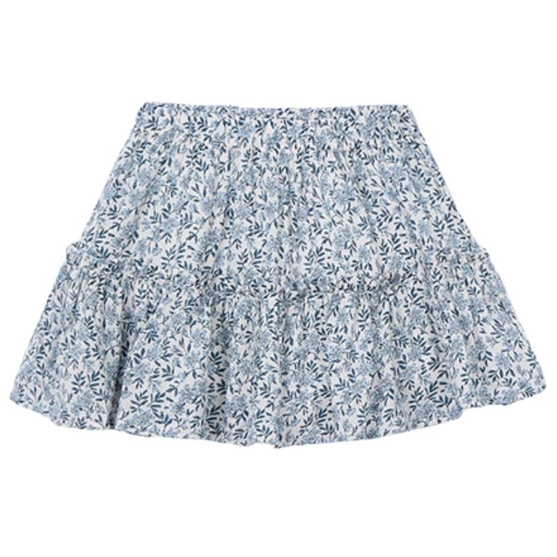 Blauw met wit geprinte dobby rok 3903