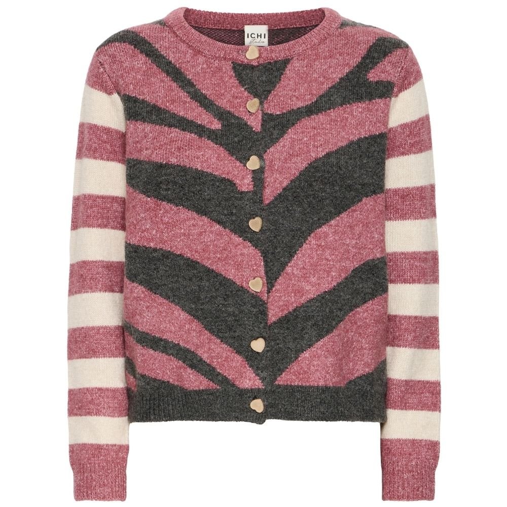 Rood geprint gebreid vest Livoni - Capuchon Fashion