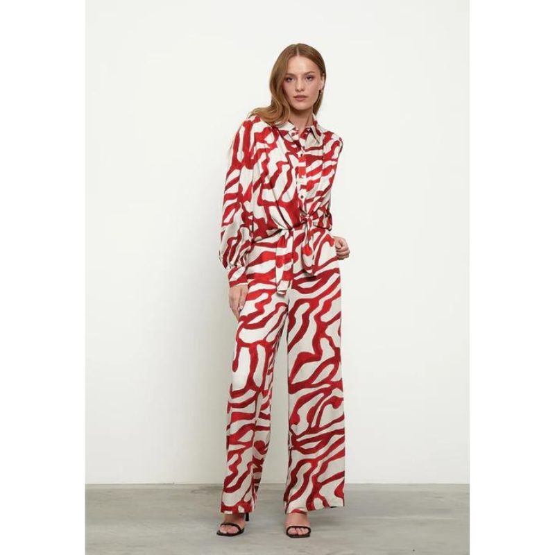 Rood geprinte broek Jassie - Capuchon Fashion