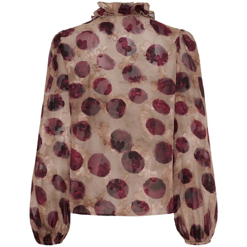Rood geprinte ruffle blouse Vibse - Capuchon Fashion