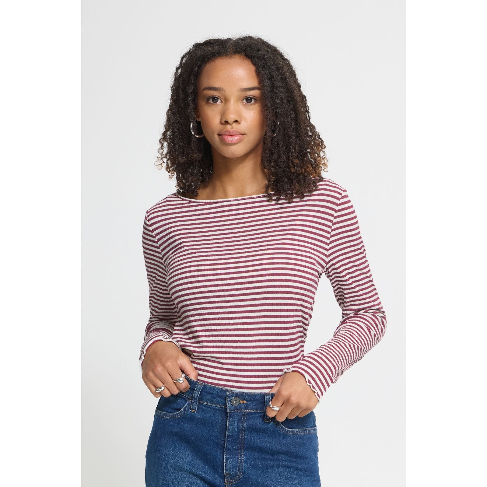 Rood gestreepte longsleeve Cella - Capuchon Fashion