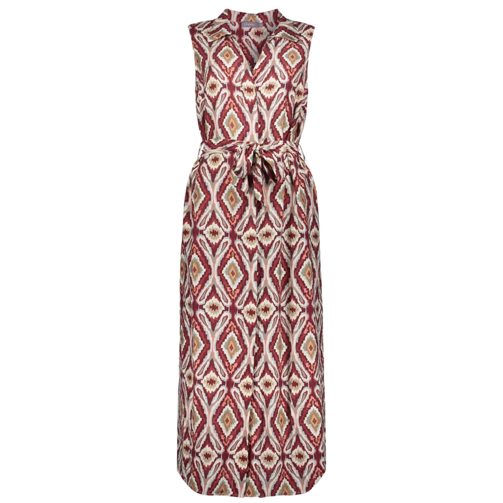 Rood met multicolor geprinte jurk 67331 - Capuchon Fashion