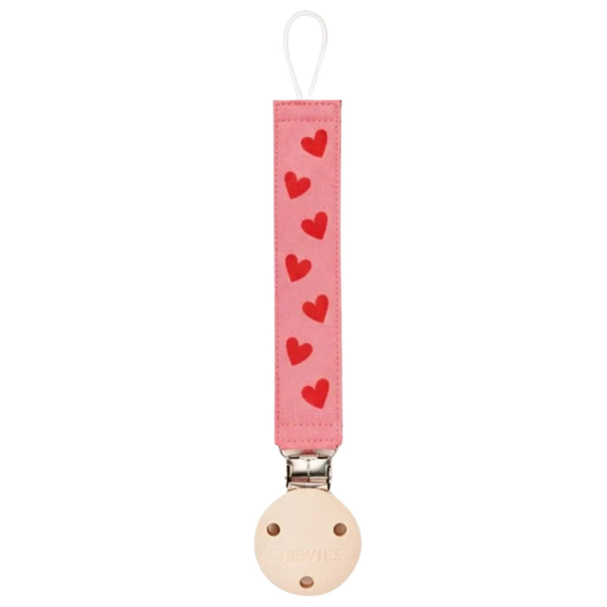 Rood met roze hartjes speenkoord Stof - Capuchon Fashion