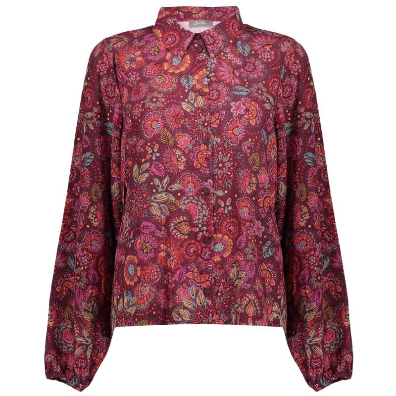 Rood sierlijk geprinte blouse 53606 - Capuchon Fashion