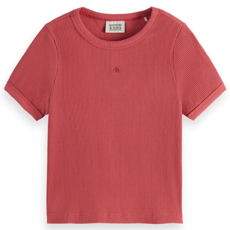 Rood t-shirt baby rib - Capuchon Fashion