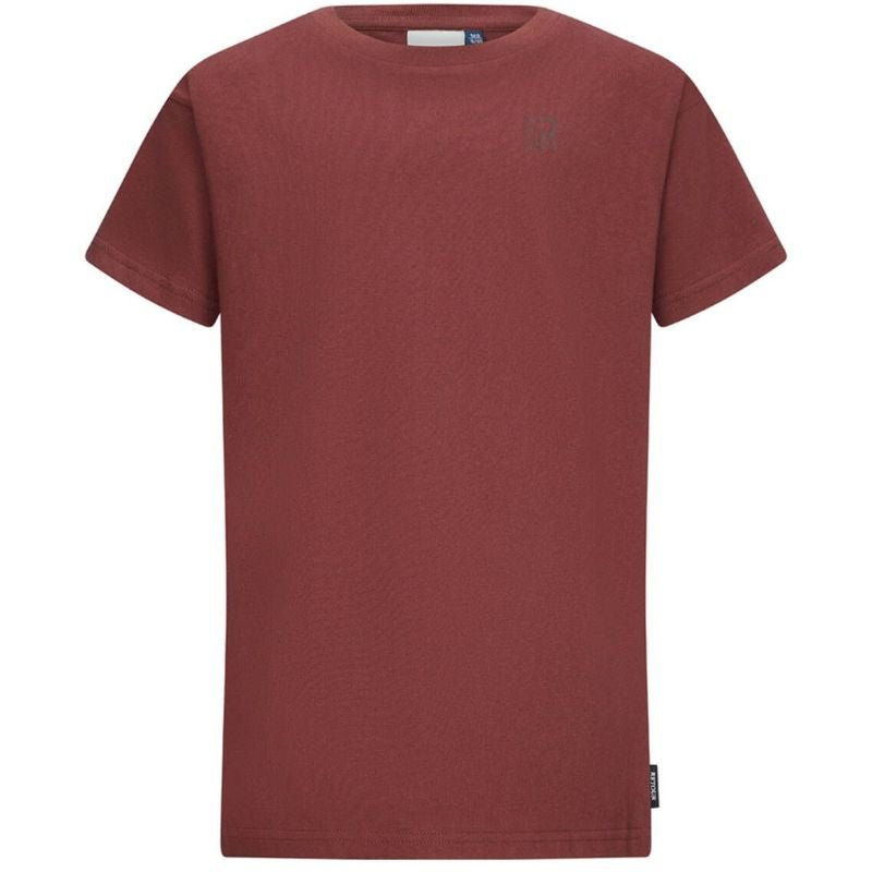 Roodbruin basic ronde hals t-shirt Seth - Capuchon Fashion