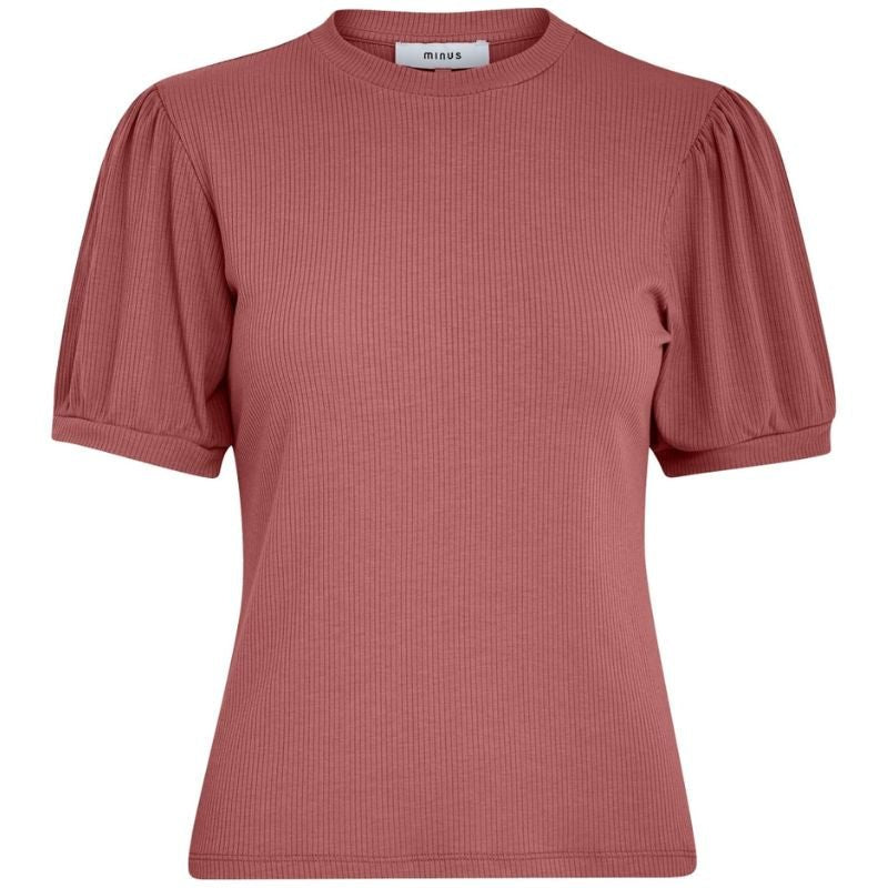 Roodbruin basic rib t-shirt Johanna - Capuchon Fashion