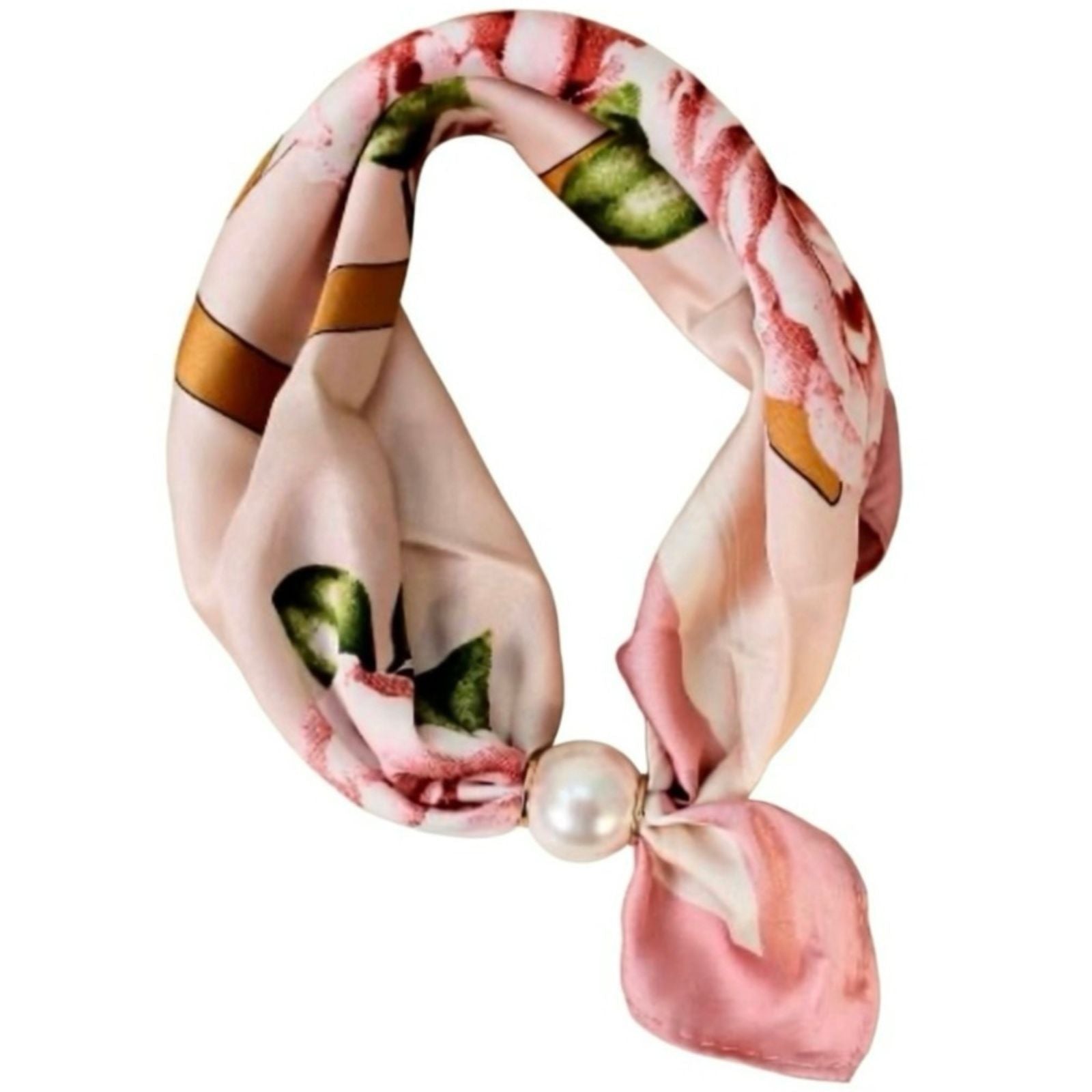 Rose met bloemen parel sjaaltje Chloe - Capuchon Fashion