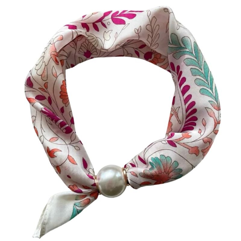 Roze geprint parel sjaaltje Chloe - Capuchon Fashion