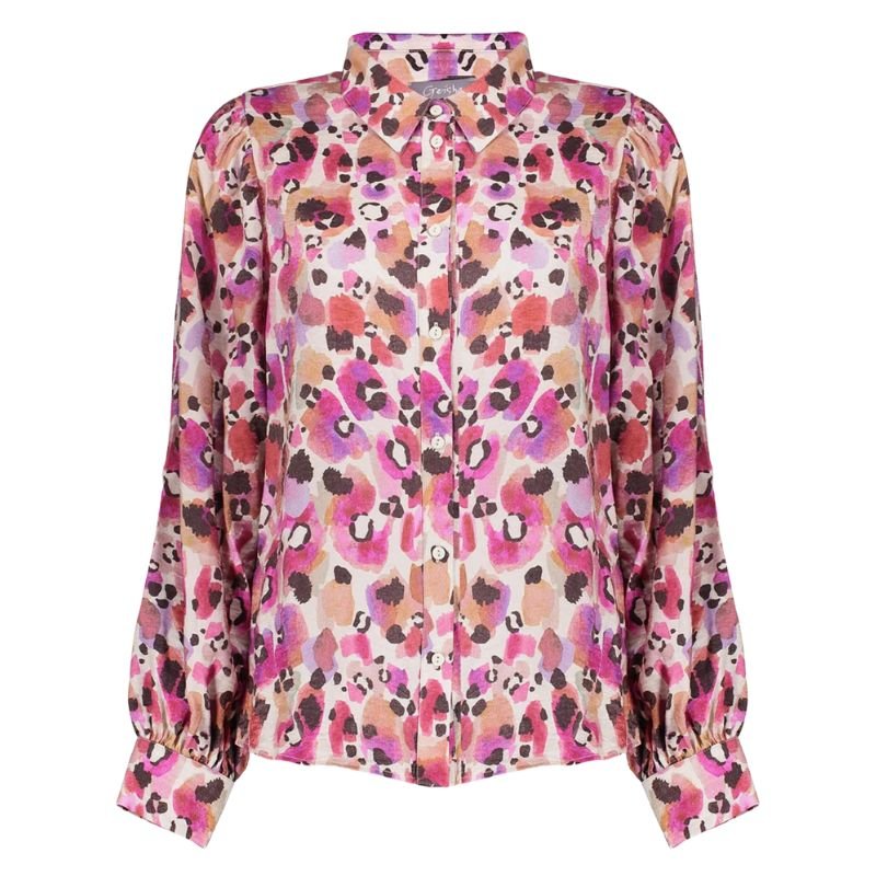 Roze geprinte animal blouse 53620 - Capuchon Fashion