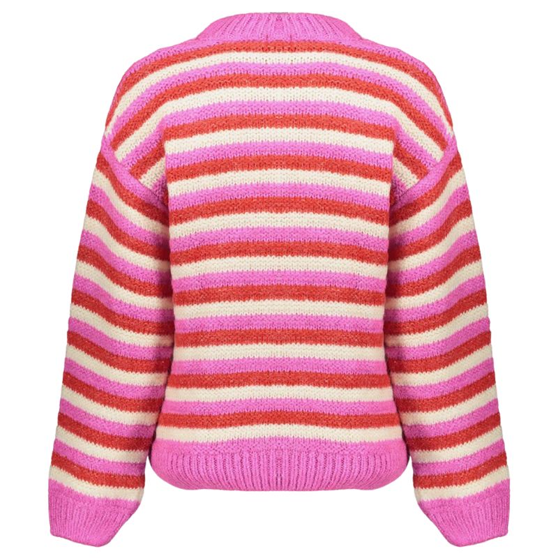 Roze gestreepte pullover 54565 - Capuchon Fashion