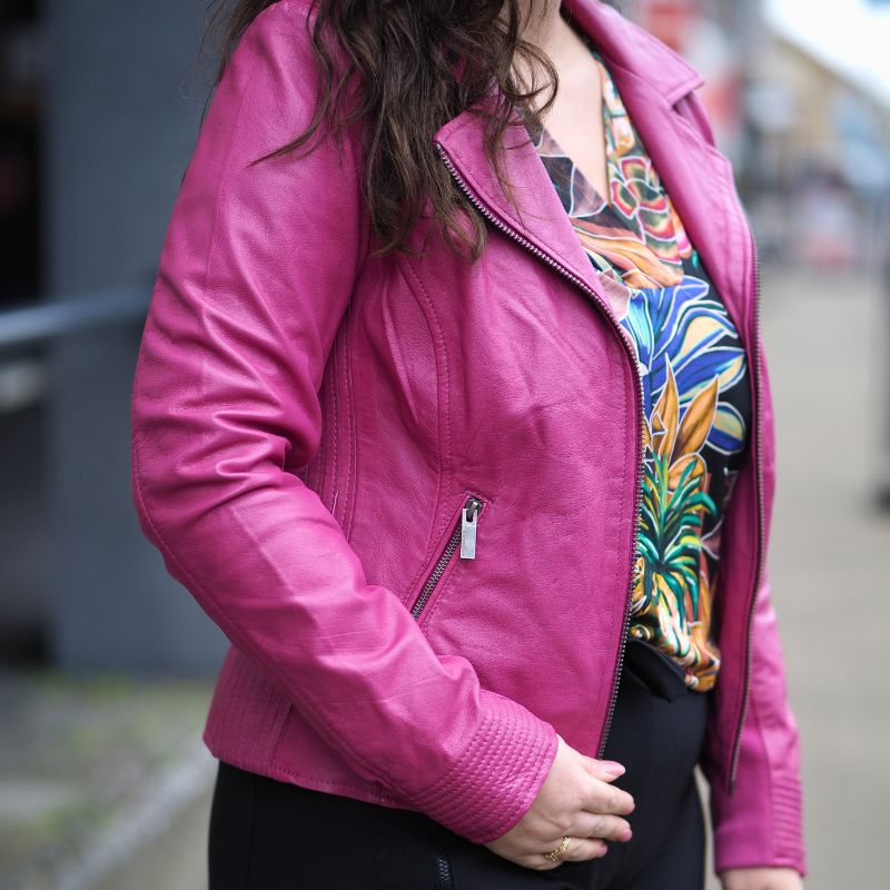 Roze leren jacket TS23 - Capuchon Fashion