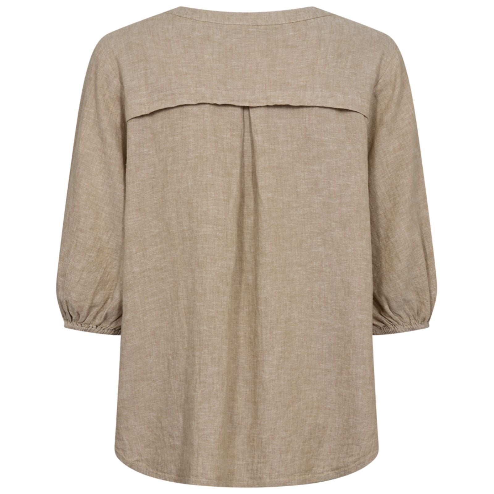 Sand melange linnen v-hals blouse Lava - Capuchon Fashion