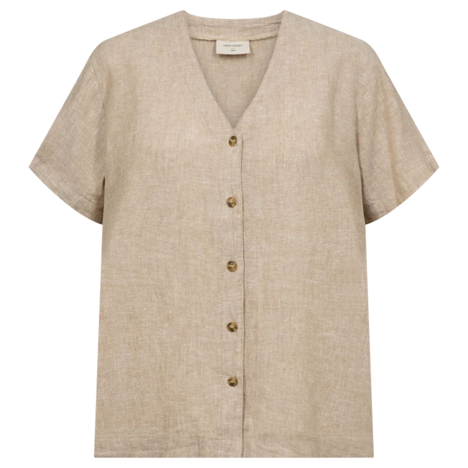 Sand melange v-hals shirt Lava - Capuchon Fashion