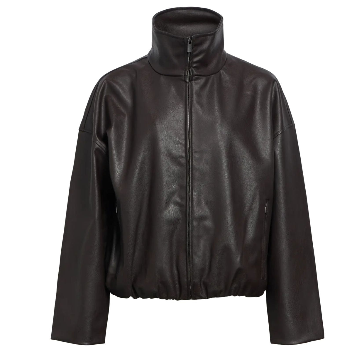 Seal Brown faux leather bomber jacket Liva - Capuchon Fashion