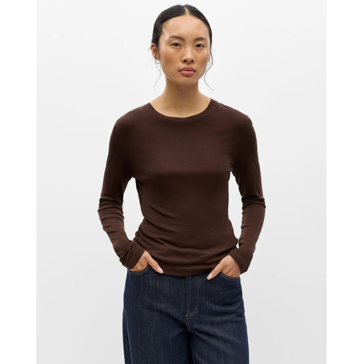 Seal Brown regular longsleeve top Alma - Capuchon Fashion