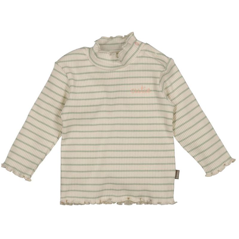 Lichtgroen gestreept shirt Rib