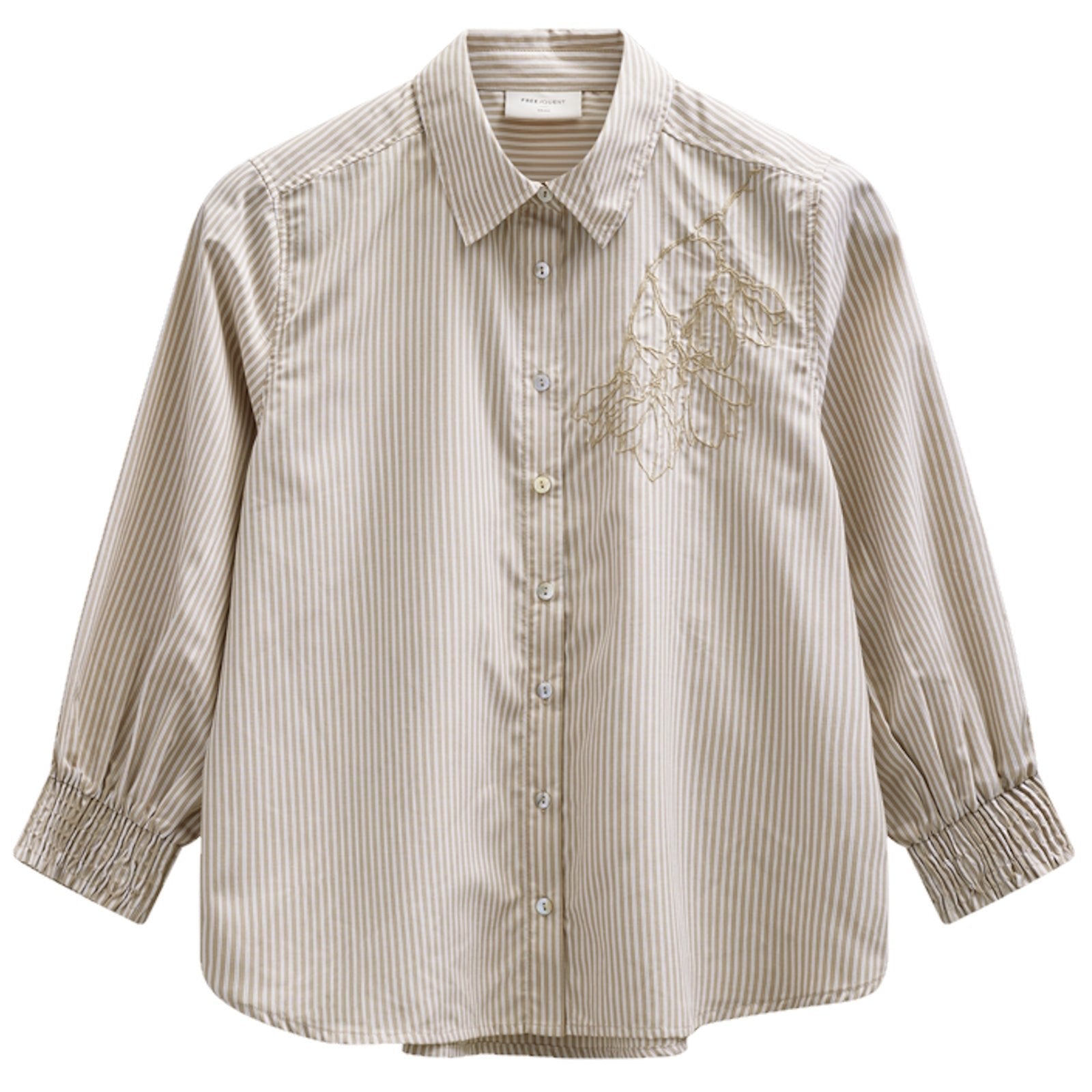 Silver Mink met offwhite embroidery shirt Evalina - Capuchon Fashion