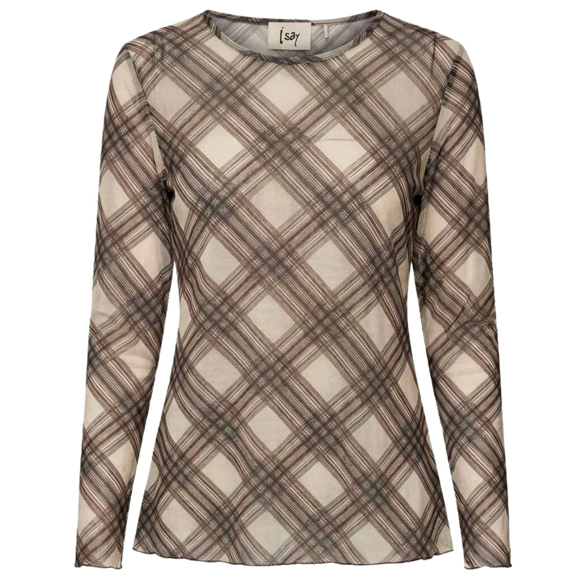 Square bruin geprinte mesh top Fifi - Capuchon Fashion