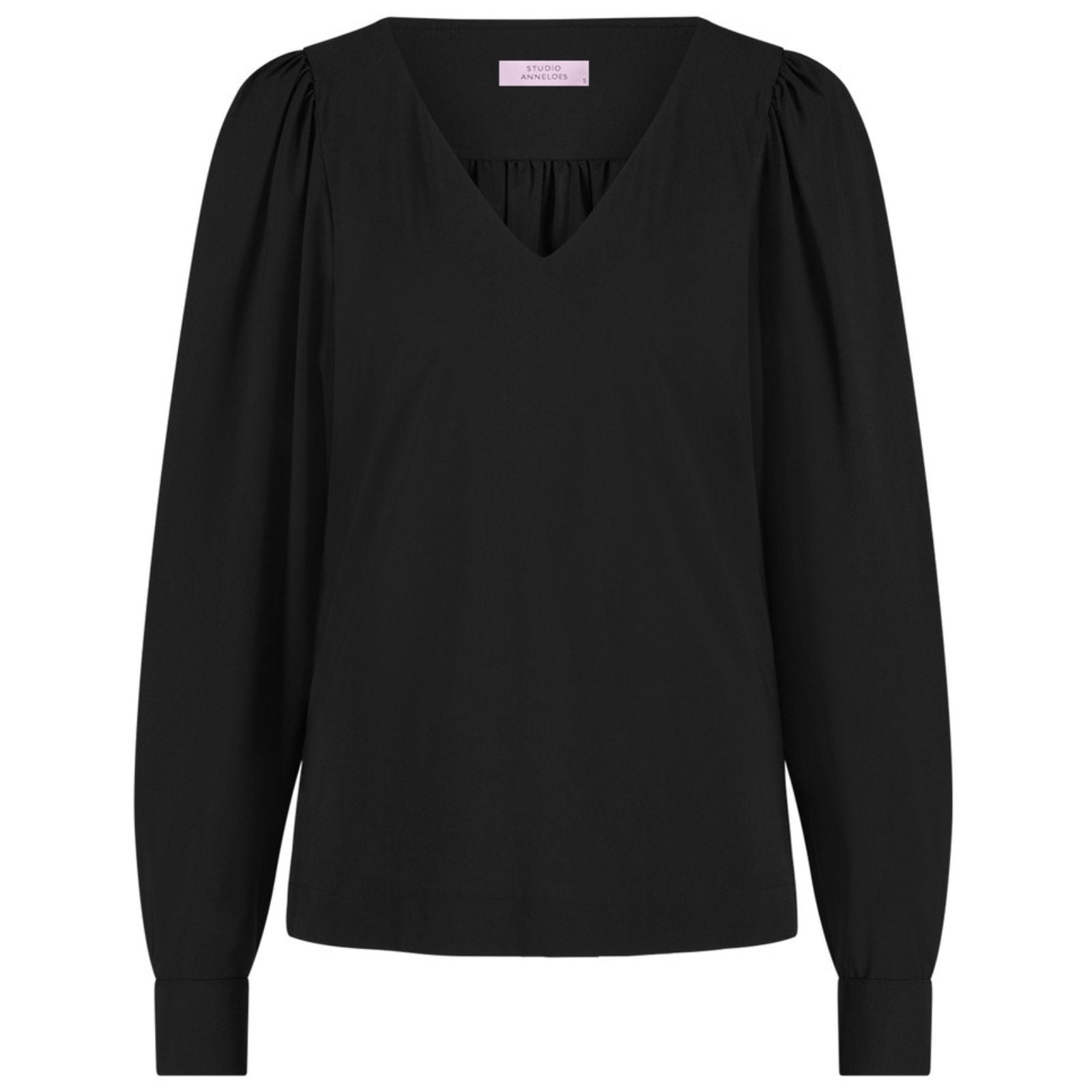 Zwarte v-hals travel blouse Les