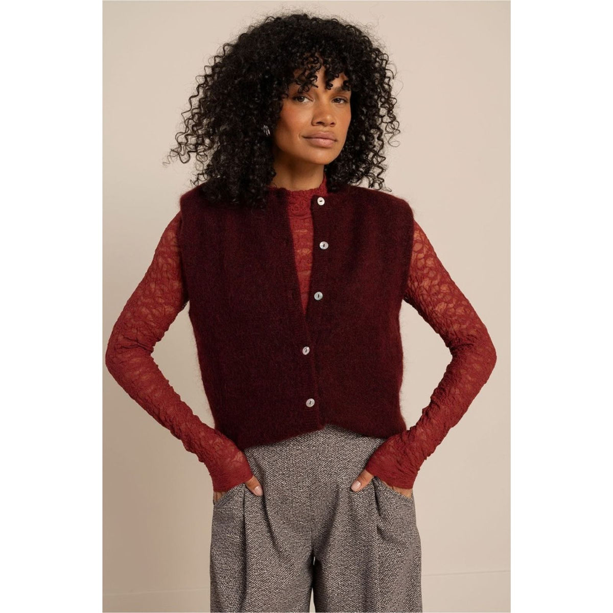 Red Wine knit cardigan Bibi Sls