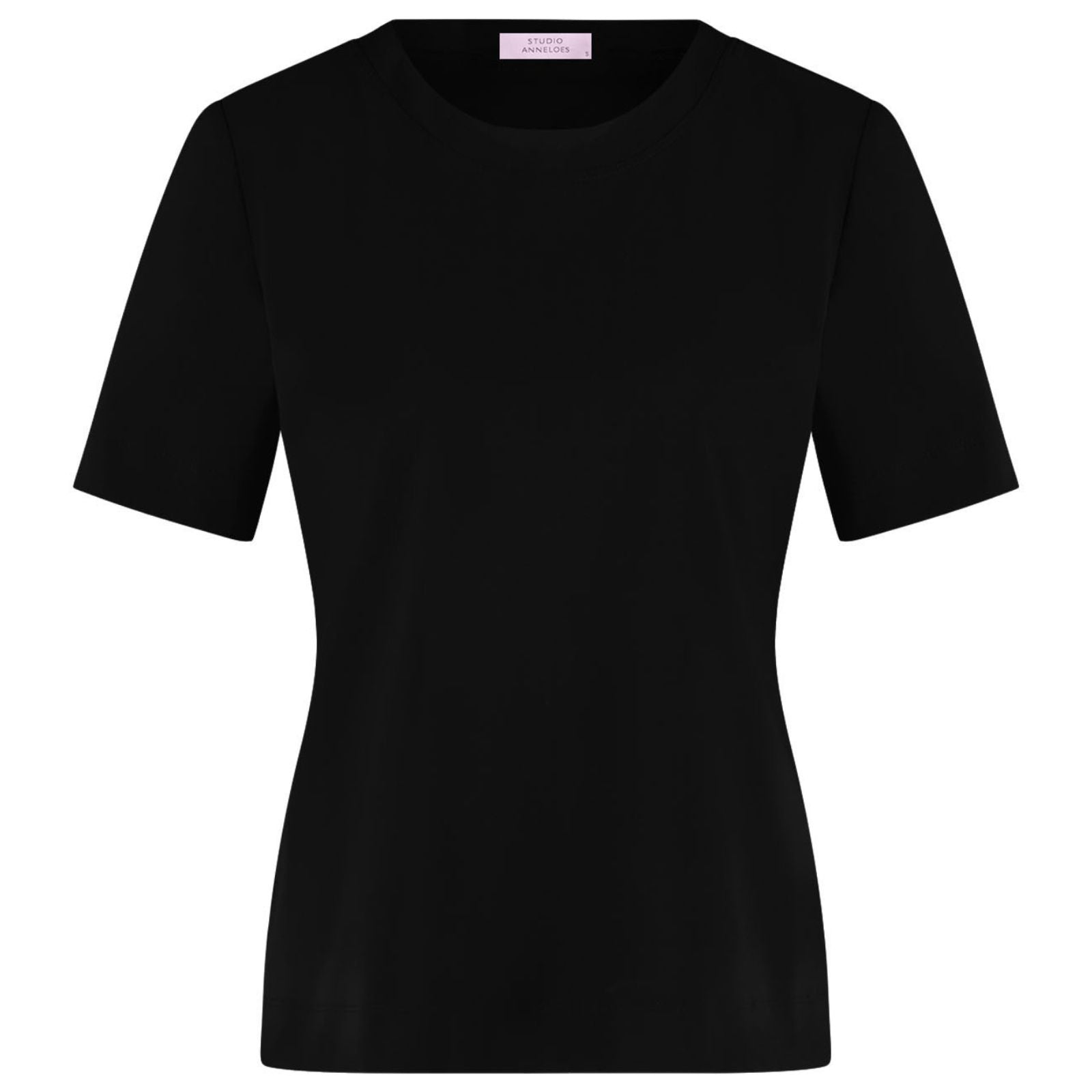 Zwarte regular fit ronde hals tee Travel