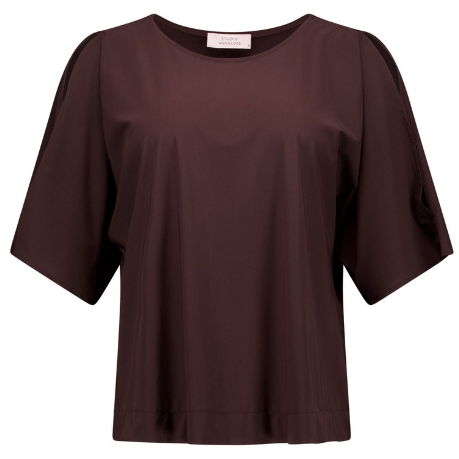 Espresso ronde hals travel top Shelly
