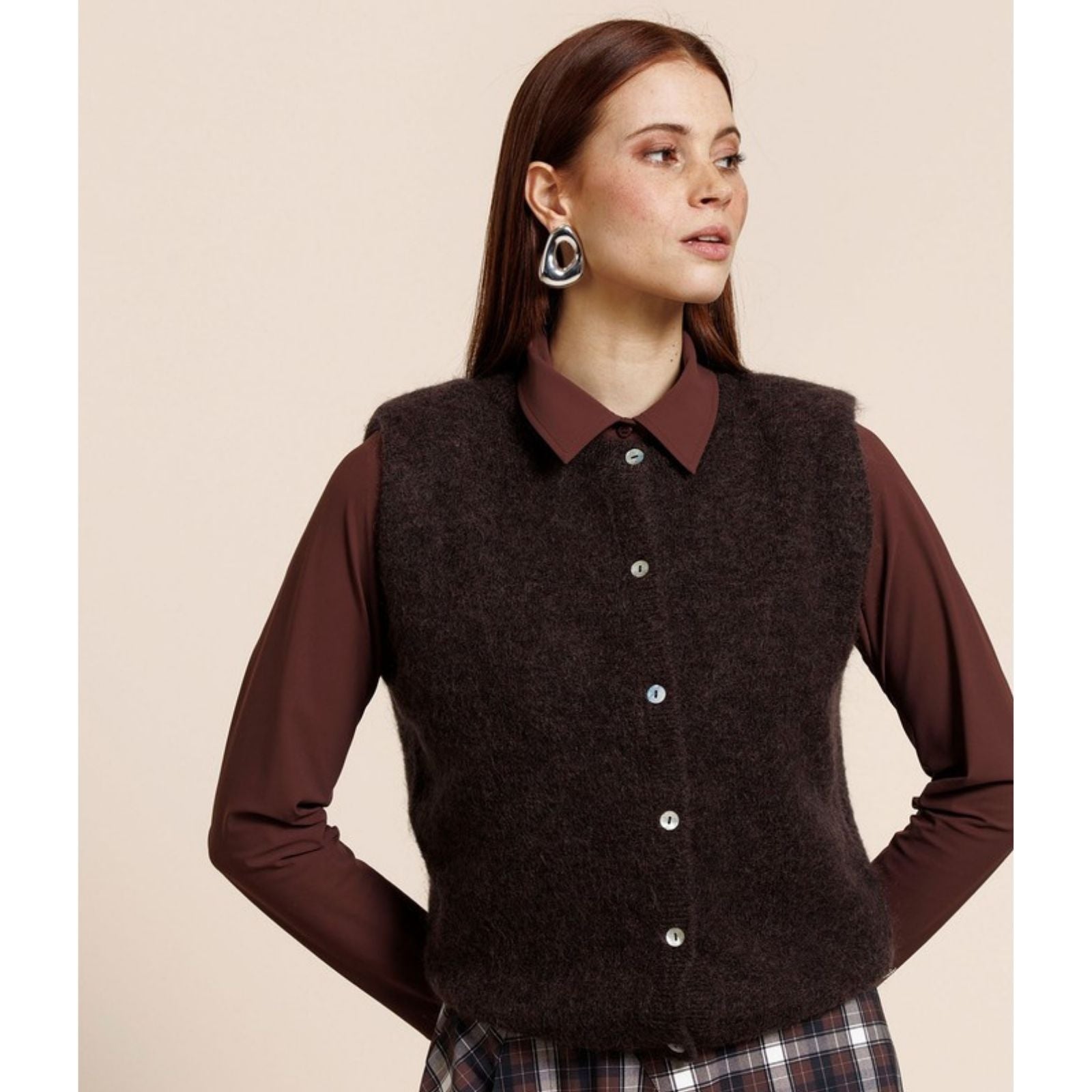 Espresso knit cardigan Bibi Sls
