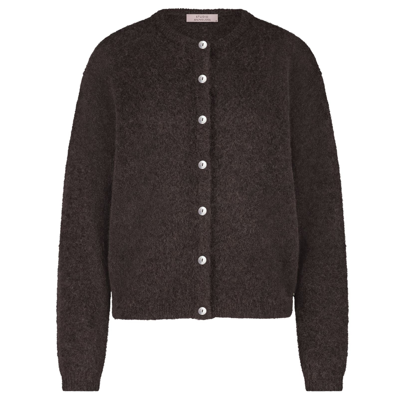 Espresso mohair knit cardigan Bibi