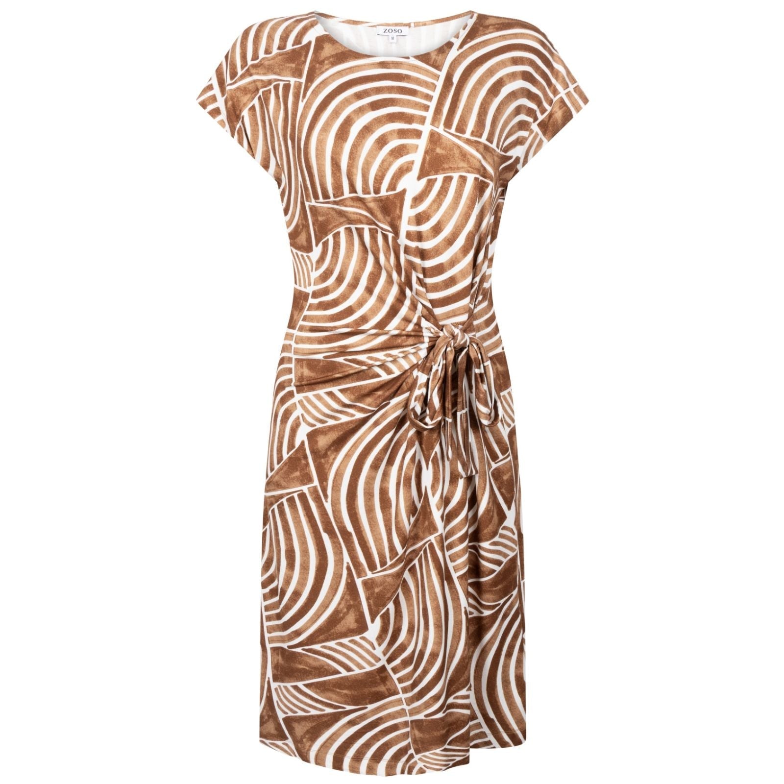 Summer Camel geprinte viscose jurk Claire - Capuchon Fashion
