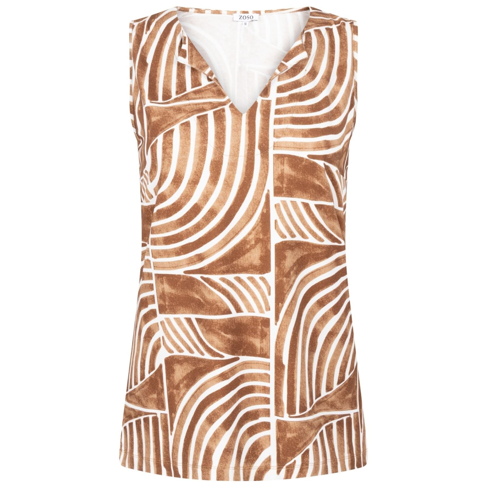 Summer Camel geprinte viscose top Britt - Capuchon Fashion