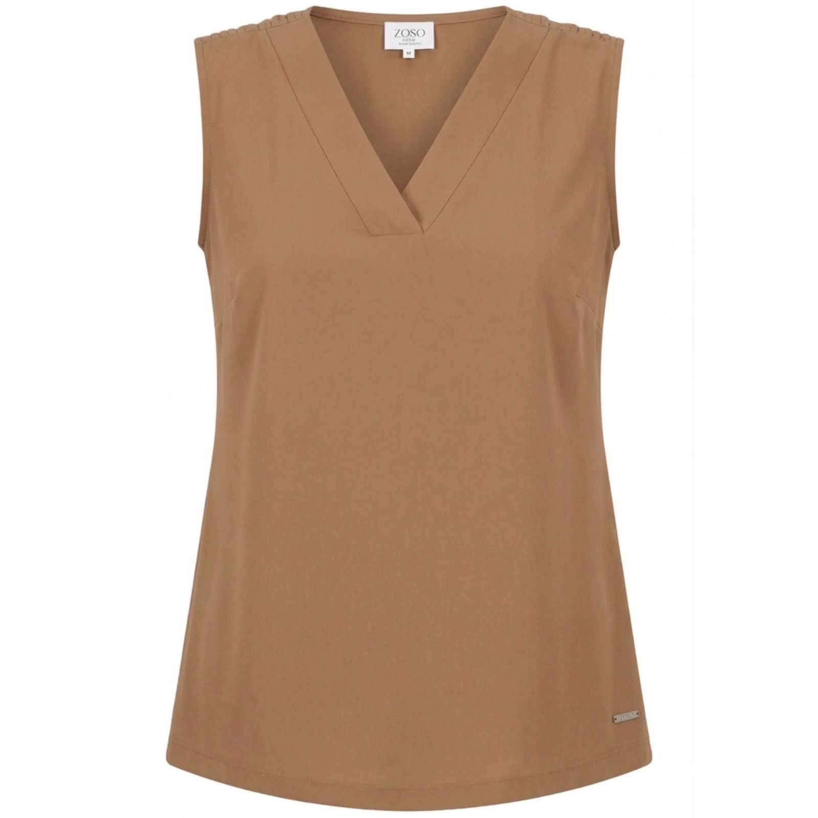 Summer Camel mouwloze travel top Suzette - Capuchon Fashion