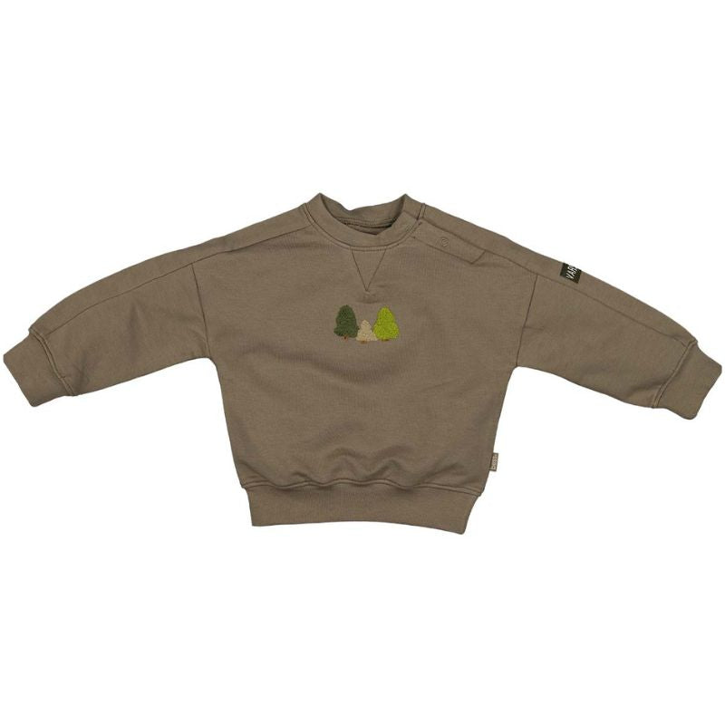 Lichtbruin geprinte sweater Pine Trees