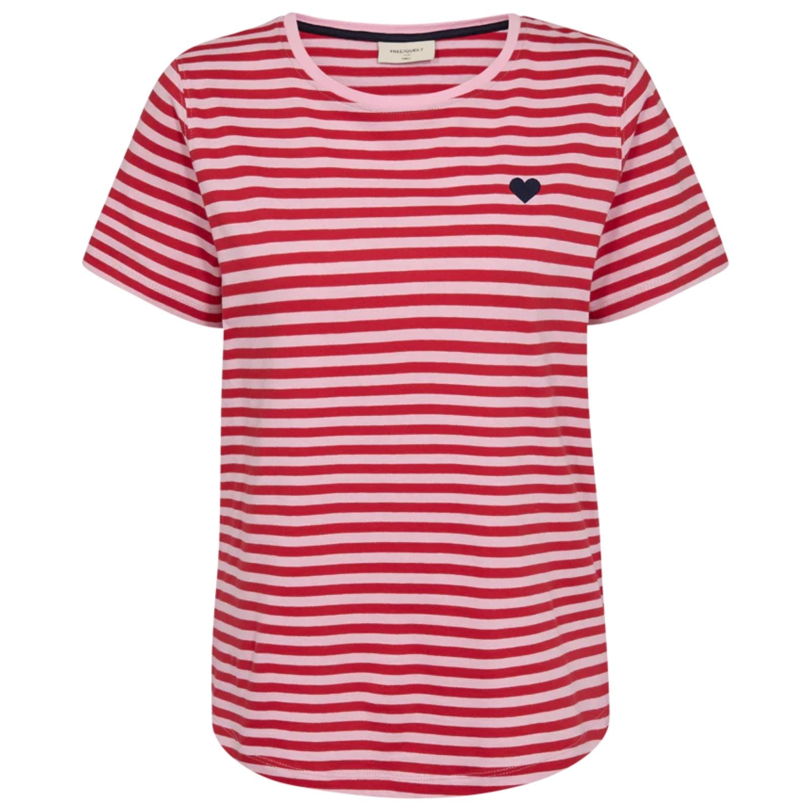 Rood met roze gestreept t-shirt Mian - Capuchon Fashion