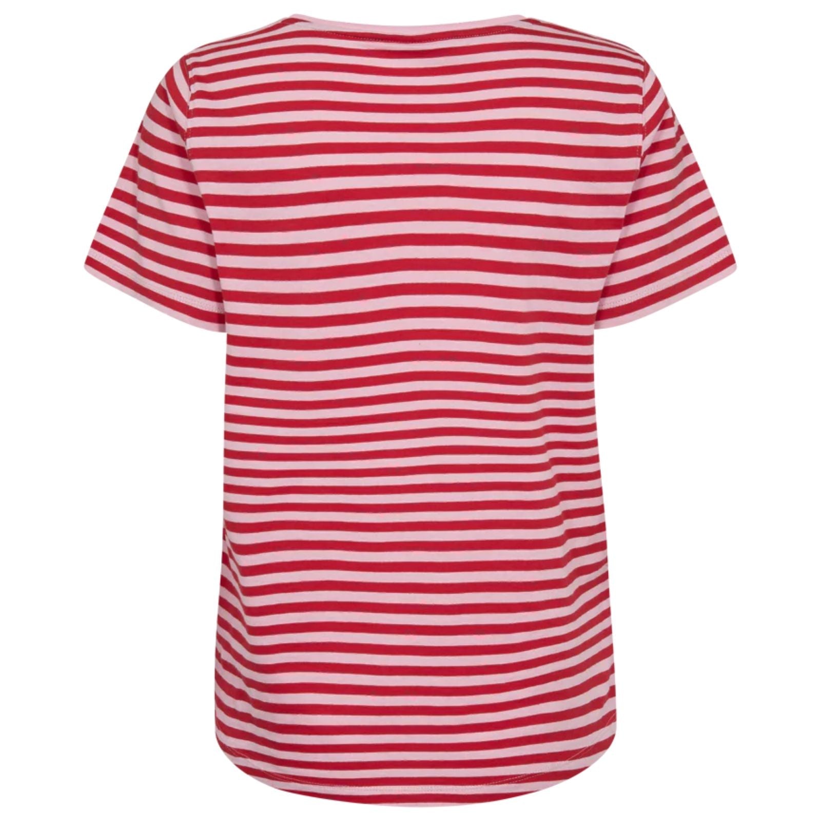 Rood met roze gestreept t-shirt Mian - Capuchon Fashion