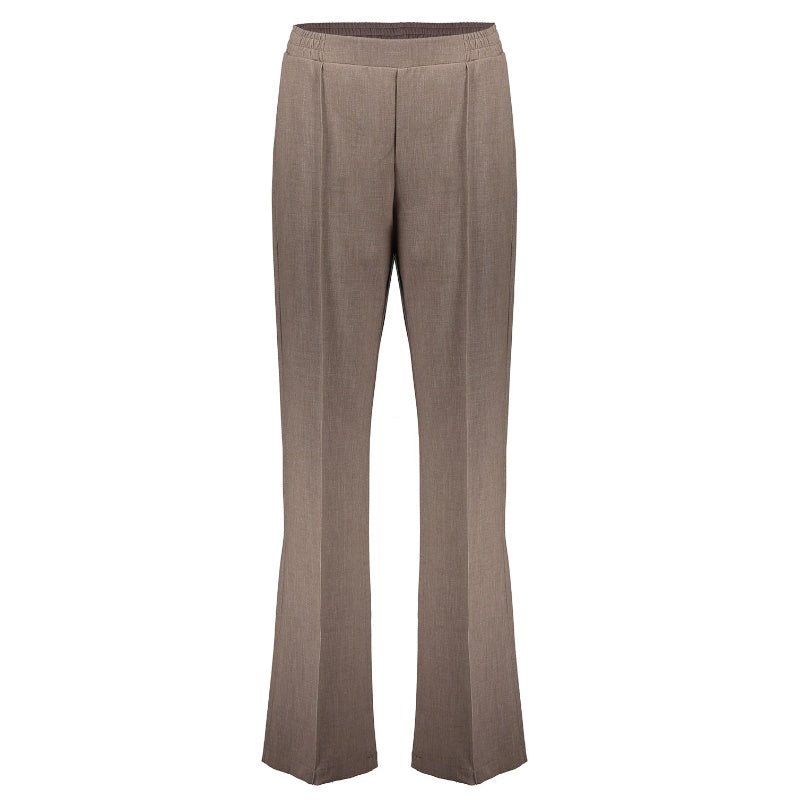 Taupe elastic waist broek 41576 - Capuchon Fashion